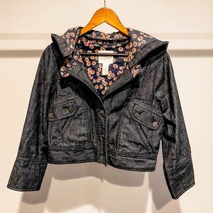 Anthropologie Cidra Denim Cropped Jacket with Hood